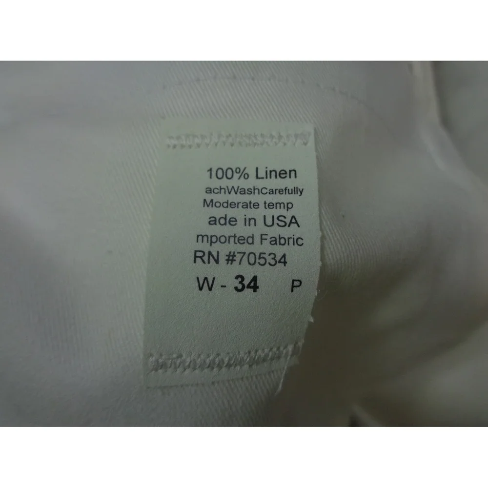 Vtg ORVIS Trouser Pants Mens 34 Beige 100% Linen Summer Classic Unhemmed NWT